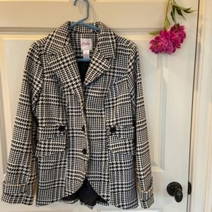 White and black winter coat